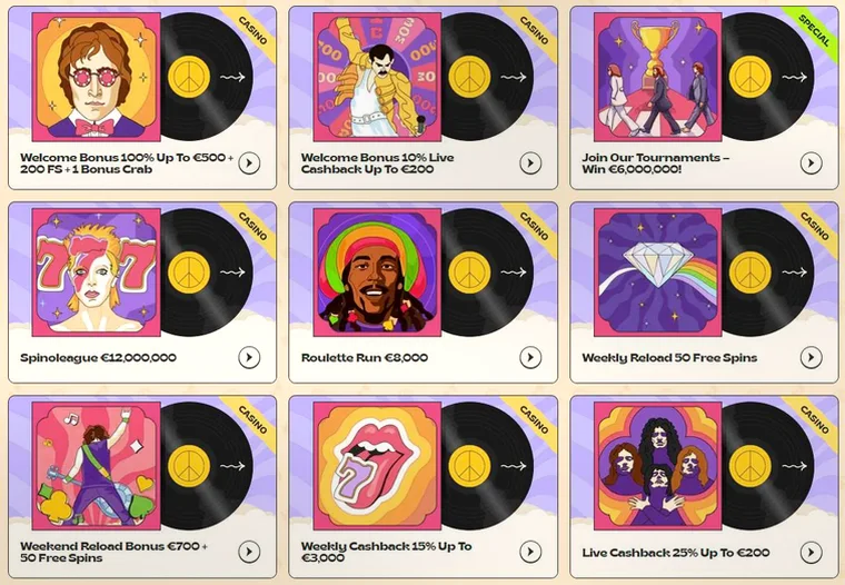 Vinyl Casino — 100% do 500 € + 200 darmowych spinów